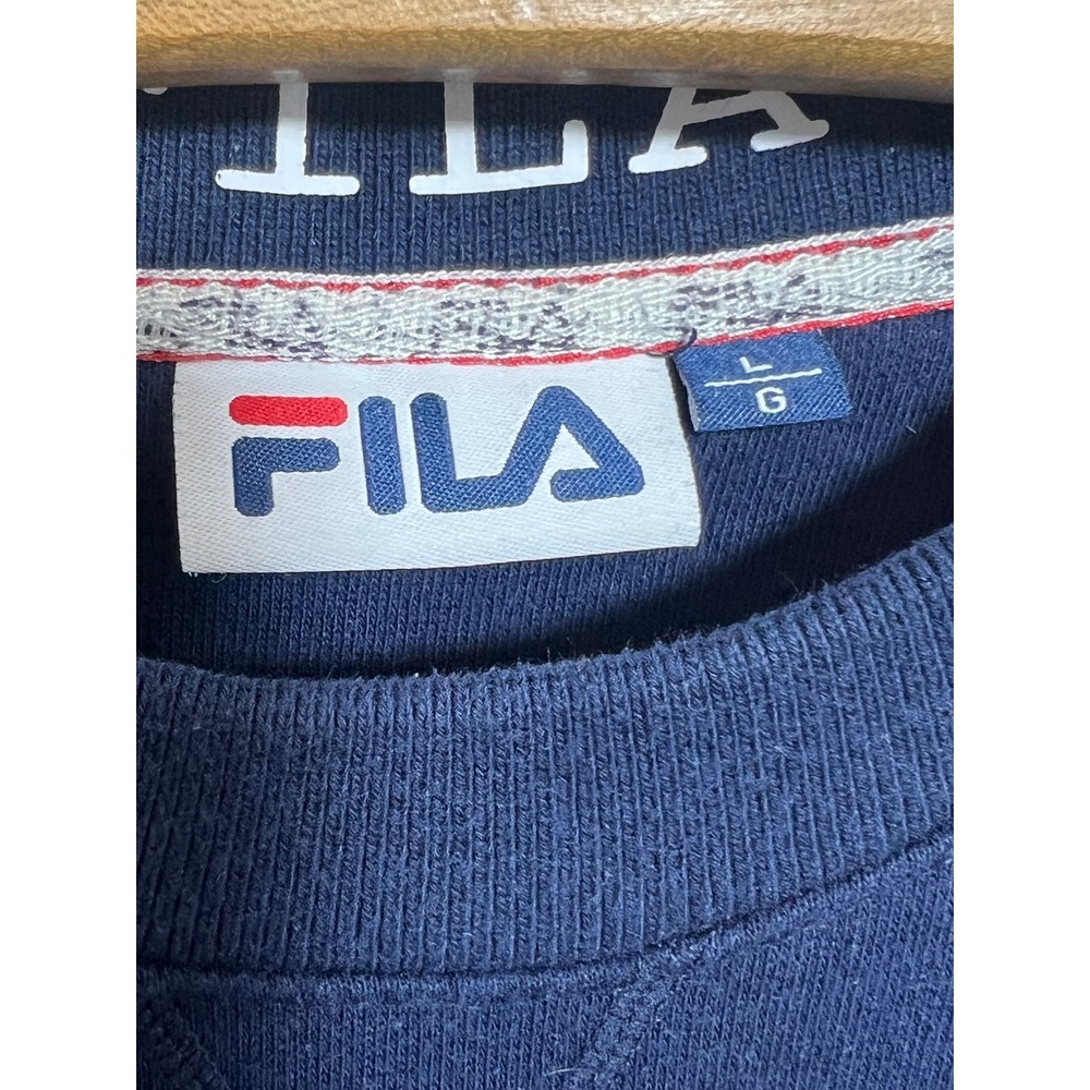 Vintage Fila Crewneck Sweatshirt Navy Blue Embroidered Logo Men Large Sportswear - Picture 6 of 8